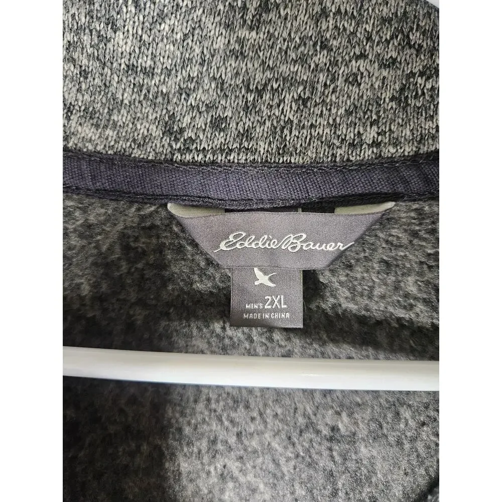 Eddie Bauer Long Sleeve Quarter‎ Zip Pullover Sweater Heather Grey Mens Size 2XL